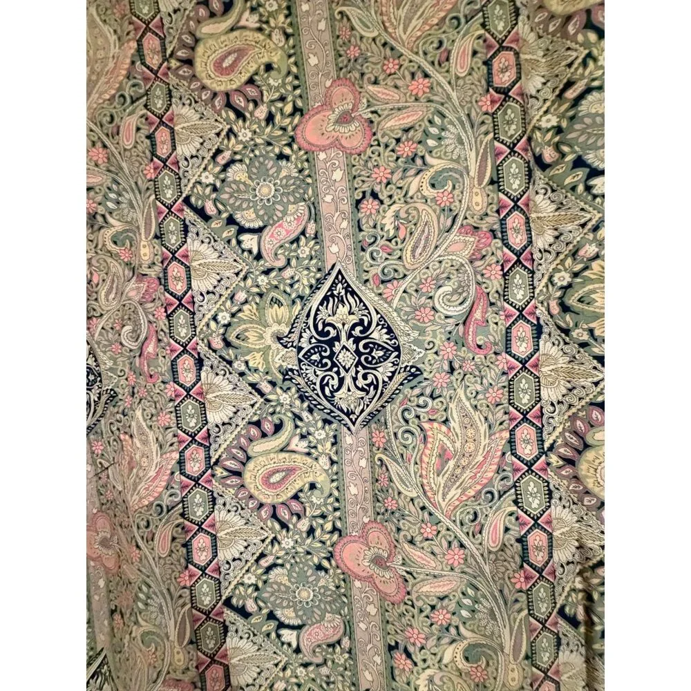Pottery Barn Jane Paisley King Duvet Cover Sage Green Floral Cotton‎ Percale